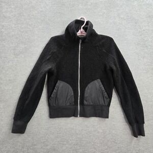 Lululemon Women Jacket 6 Black So Sherpa Nylon Wool Full Zip